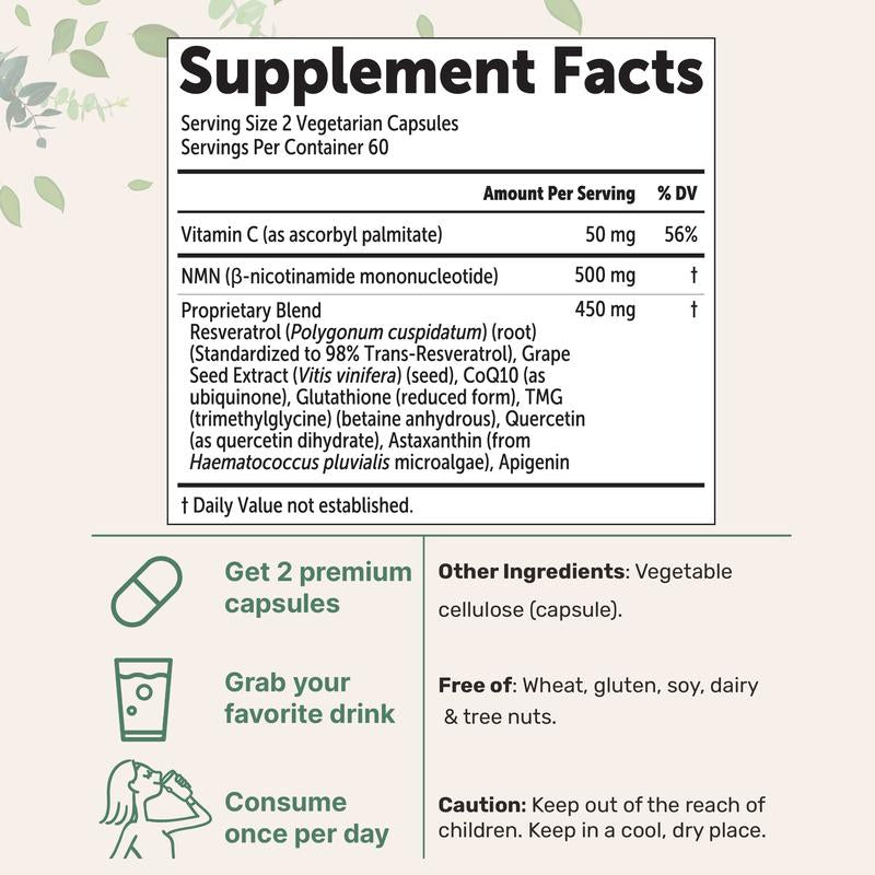 Micro Ingredients NMN (120 caps)  Complex 1,000mg Per Serving